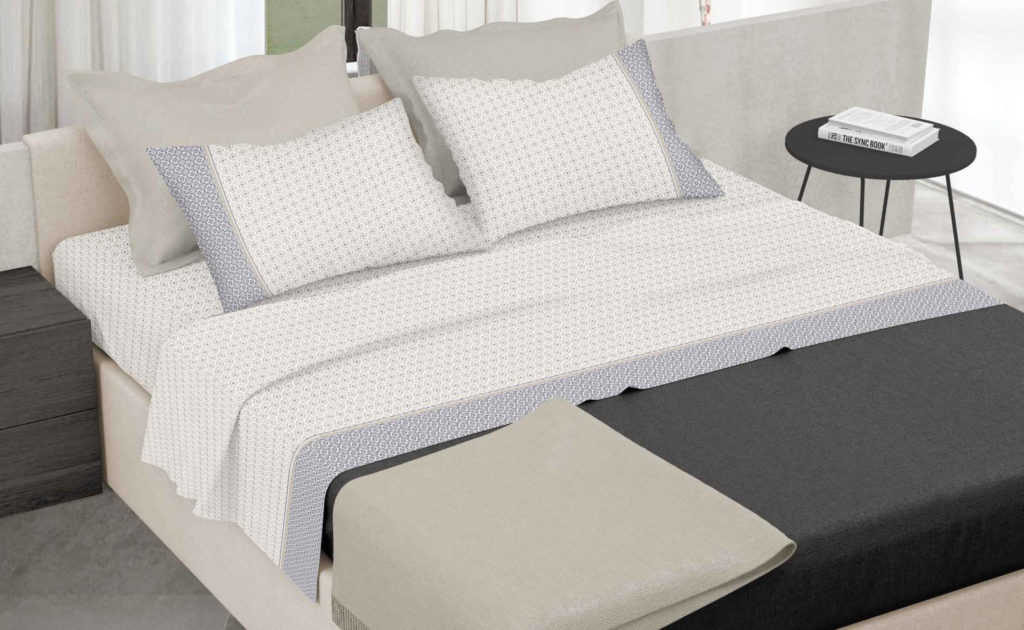 Completo Lenzuola 100% Cotone Per Letto Una Piazza E Mezza, Colore Panna, Ipoallergenico
